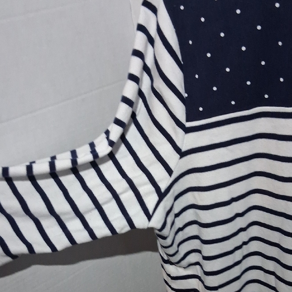 Karen Scott Navy and White Striped Top with Gold Reindeer - Picture 7 of 8